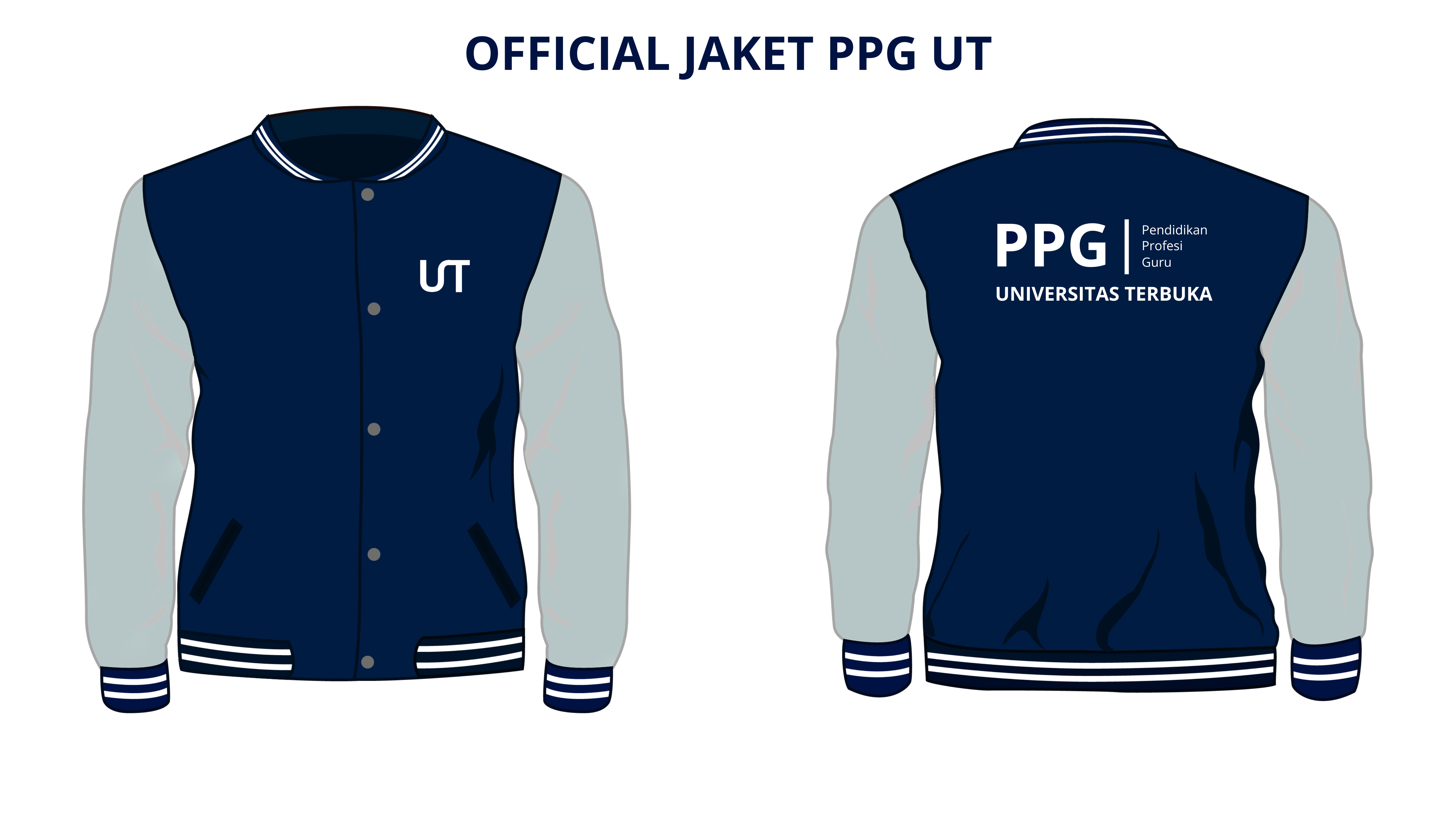 Desain resmi jaket PPG UT, tampak depan dan belakang
